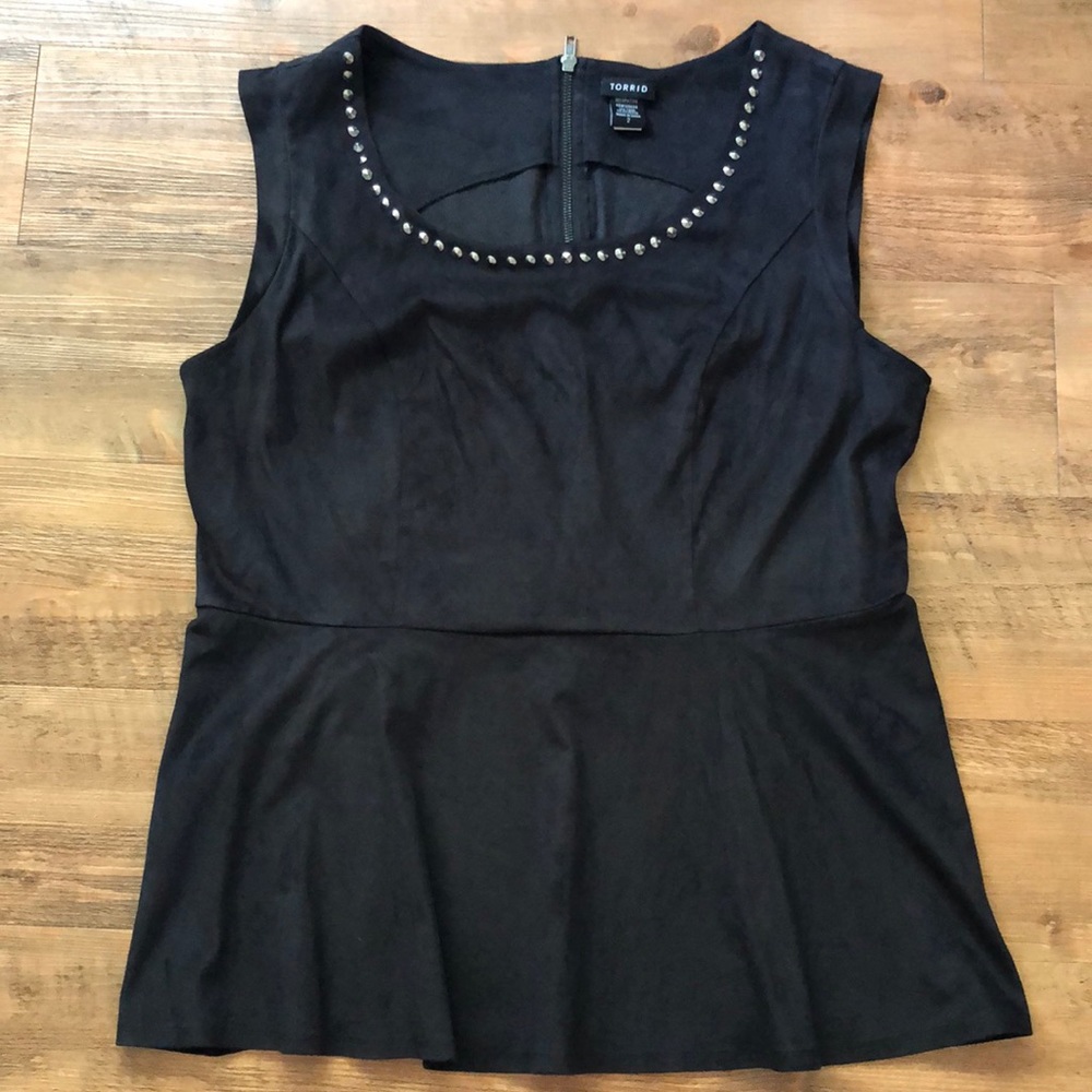 torrid Black Studded Scoop Neck Peplum Tank
